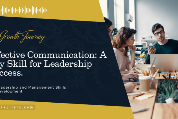 Leader speaking confidently to a diverse team in a modern office, emphasizing effective communication skills in leadership.